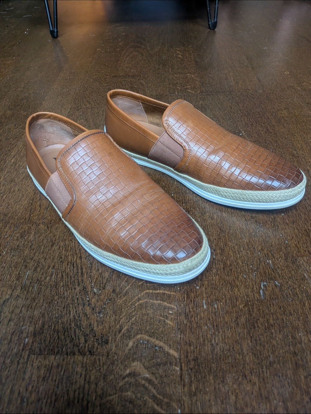 Aldo Woven Leather Loafers in Cognac Brown